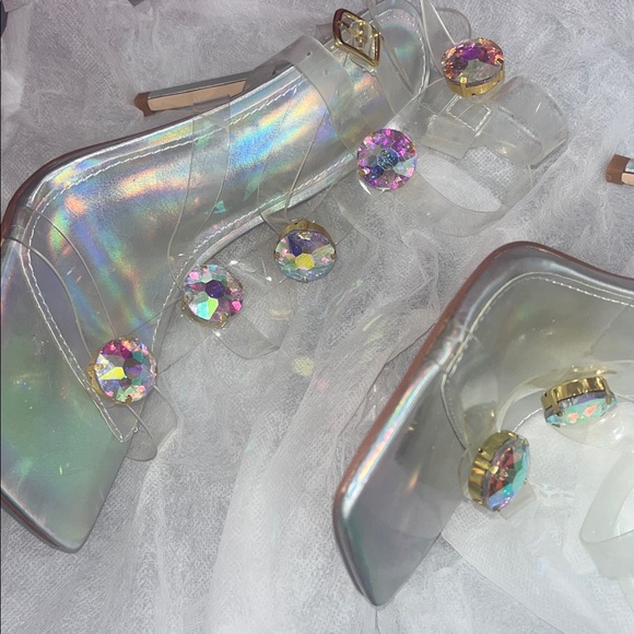 Stasia on Ice (TALL): Azalea Wang PVC Gladiator Silver Stiletto 7.5 - Picture 6 of 6